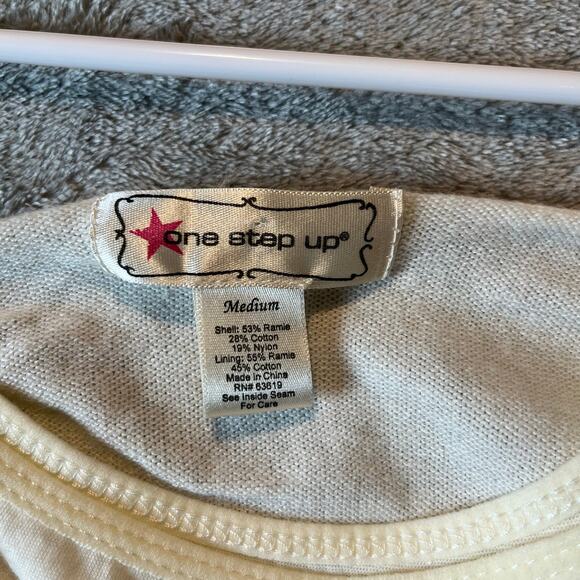 Y2K Cream Floral Applique Top Long Sleeve Fairy Whimsical 90s Coquette Soft Girl - Picture 6 of 6